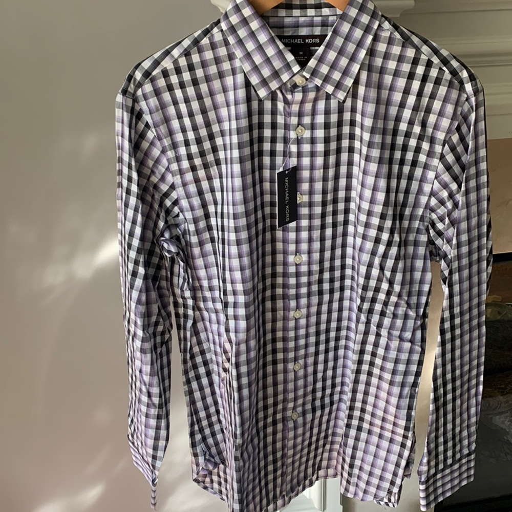 Michael Kors Mens violet/black button down dress shirt